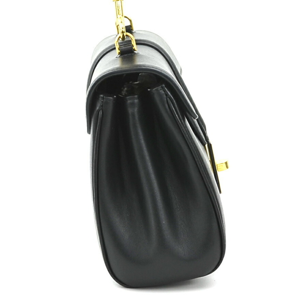 Celine Teen Soft Shoulder Bag Leather Canvas Black Gold - Picture 2 of 4